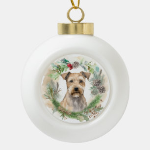 Chesapeake Bay Terrier Christmas Wreath Festive Ceramic Ball Christmas Ornament