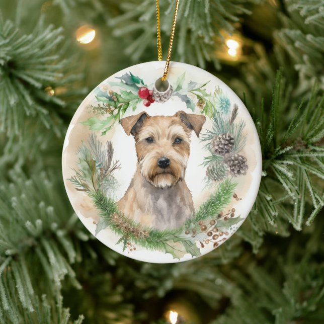 Chesapeake Bay Terrier Christmas Wreath Festive Ceramic Ornament (Tree)