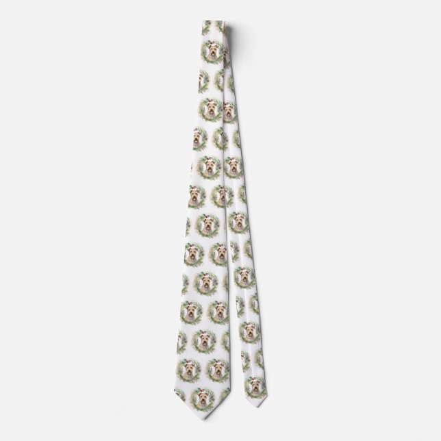 Chesapeake Bay Terrier Christmas Wreath Festive Tie (Front)