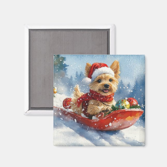 Chesapeake Bay Terrier Dog in Sledge Christmas Magnet (Front/Back)