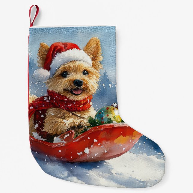 Chesapeake Bay Terrier Dog in Sledge Christmas Small Christmas Stocking (Front)