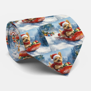 Chesapeake Bay Terrier Dog in Sledge Christmas Tie