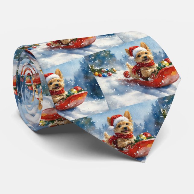 Chesapeake Bay Terrier Dog in Sledge Christmas Tie (Rolled)