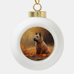 Chesapeake Bay Terrier in Autumn Leave             Ceramic Ball Christmas Ornament