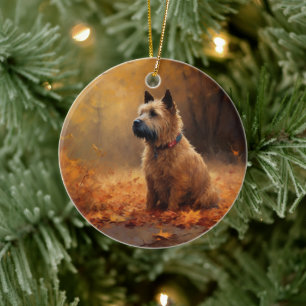 Chesapeake Bay Terrier in Autumn Leave             Ceramic Ornament