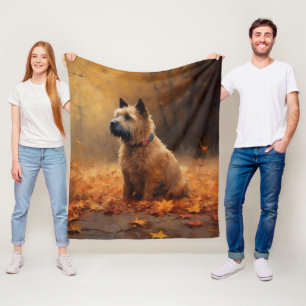 Chesapeake Bay Terrier in Autumn Leave Fleece Blanket