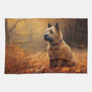 Chesapeake Bay Terrier in Autumn Leave Tea Towel