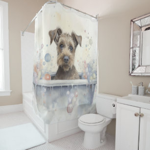 Chesapeake Bay Terrier In Bathtub Watercolor Dog  Shower Curtain