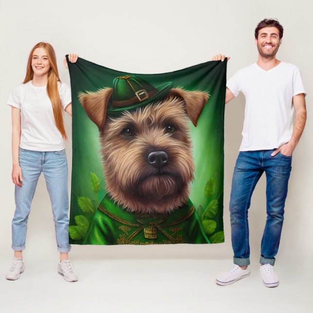Chesapeake Bay Terrier in St. Patrick's Day Dress Fleece Blanket (In Situ)