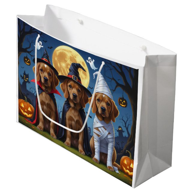 Chesapeake Bay Terrier Pumpkin Halloween Funny Large Gift Bag (Front Angled)
