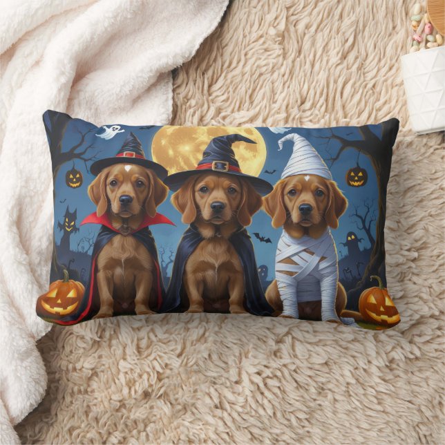 Chesapeake Bay Terrier Pumpkin Halloween Funny Lumbar Cushion (Blanket)