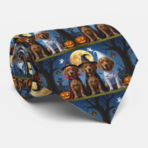 Chesapeake Bay Terrier Pumpkin Halloween Funny Tie