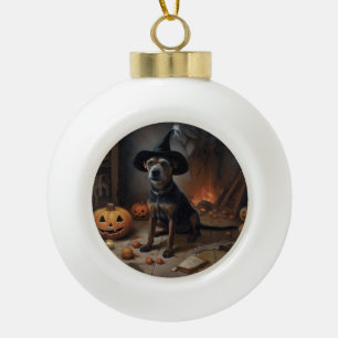Chesapeake Bay Terrier Pumpkins Halloween Scary  Ceramic Ball Christmas Ornament