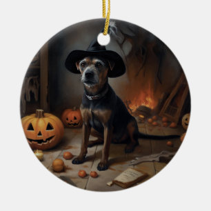 Chesapeake Bay Terrier Pumpkins Halloween Scary  Ceramic Ornament
