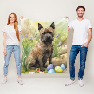 Chesapeake Bay Terrier with Easter Eggs Holiday  Fleece Blanket