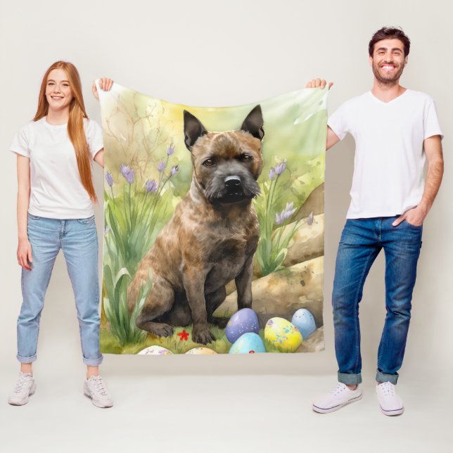 Chesapeake Bay Terrier with Easter Eggs Holiday  Fleece Blanket (In Situ)