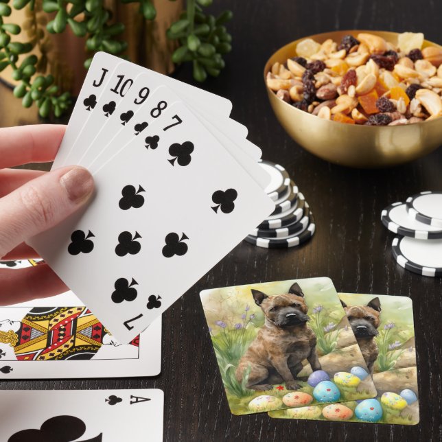 Chesapeake Bay Terrier with Easter Eggs Holiday  Playing Cards (In Situ)