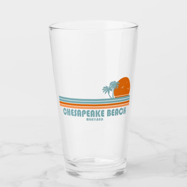 Chesapeake Beach Maryland Sun Palm Trees Glass (Front)
