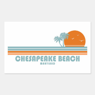Chesapeake Beach Maryland Sun Palm Trees Rectangular Sticker