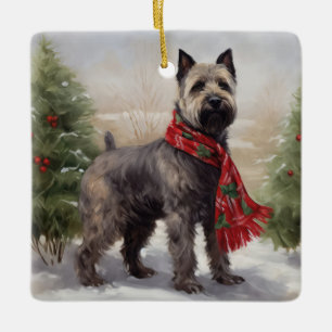 Chesapeake Dog in Snow Christmas Ceramic Ornament