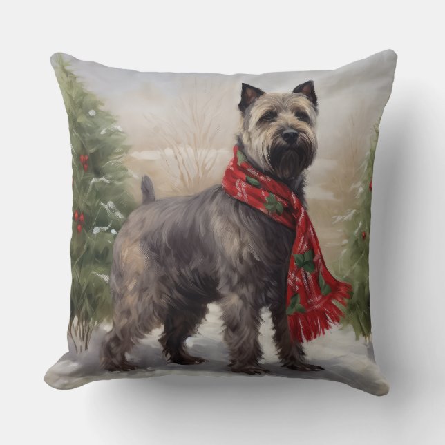 Chesapeake Dog in Snow Christmas Cushion (Front)