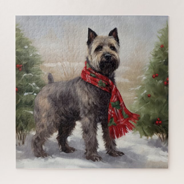 Chesapeake Dog in Snow Christmas Jigsaw Puzzle (Vertical)