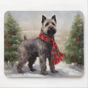 Chesapeake Dog in Snow Christmas Mouse Pad