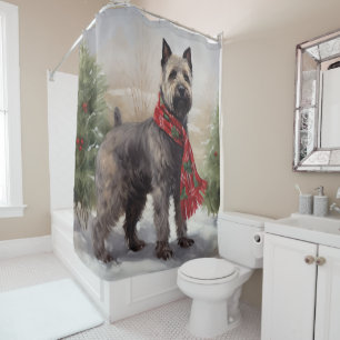 Chesapeake Dog in Snow Christmas Shower Curtain