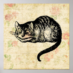 Cheshire Cat Alice in Wonderland Art Illustration Poster