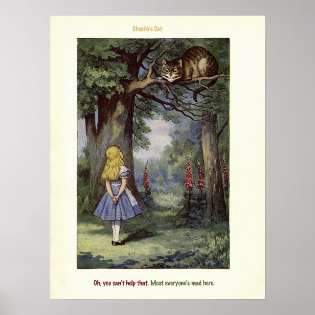 Cheshire CAT Alice in Wonderland print (Front)
