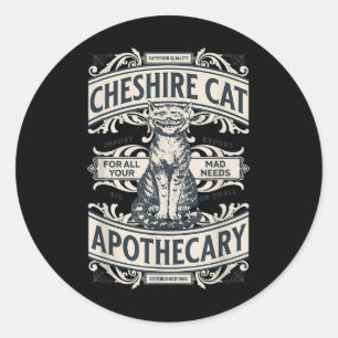 Cheshire Cat - Alice In Wonderland Vintage Book De Classic Round Sticker