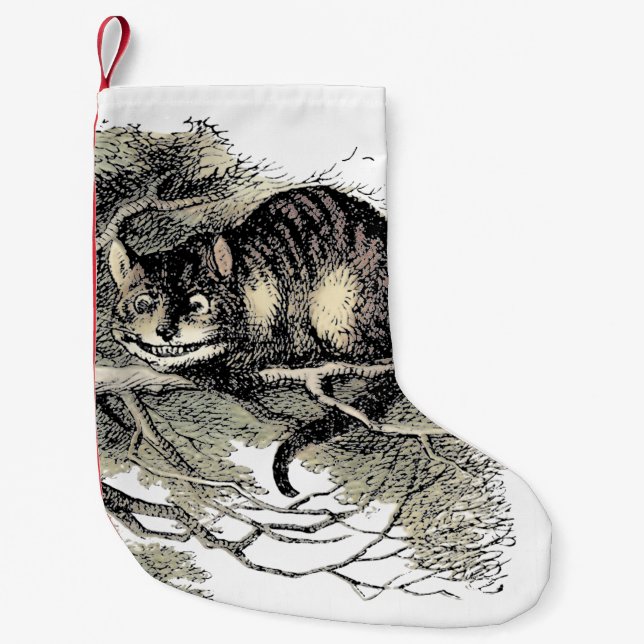 Cheshire Cat Alice Wonderland Classic Small Christmas Stocking (Front)