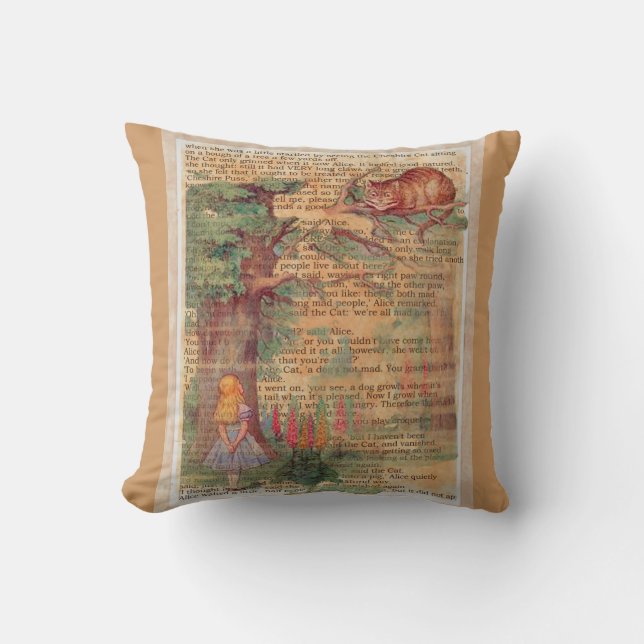 Cheshire cat and Alice Cushion (Front)