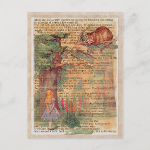 Cheshire cat and Alice Postcard