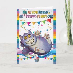 Cheshire Cat, Birthday Greeting Card, Wonderland Card