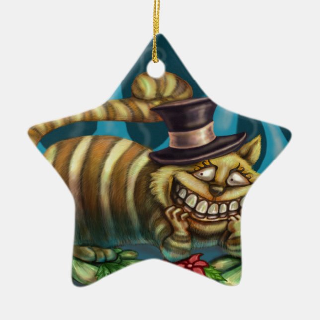 Cheshire Cat Ceramic Tree Decoration (Front)