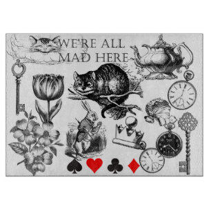 cheshire cat classic alice in wonderland art cutting board