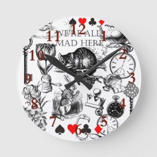 cheshire cat classic alice in wonderland art round clock