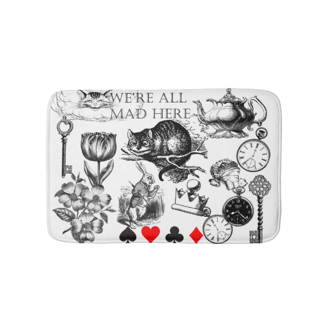 Cheshire Cat classic alice in wonderland mad Bath Mat (Front)