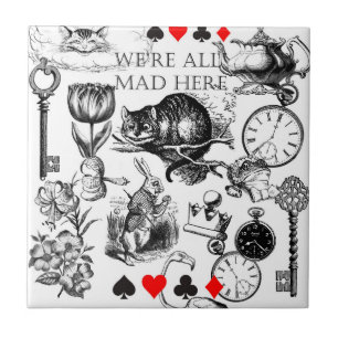 Cheshire Cat classic alice in wonderland mad Ceramic Tile