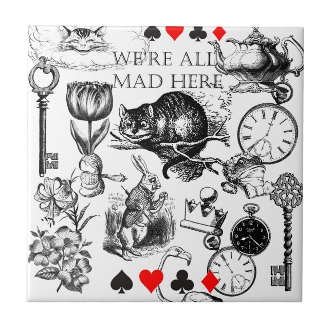 Cheshire Cat classic alice in wonderland mad Ceramic Tile (Front)