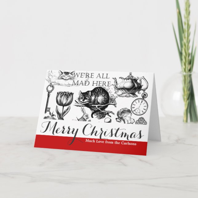 Cheshire Cat classic alice in wonderland mad Holiday Card (Front)