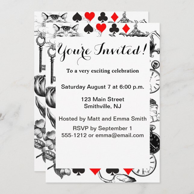 Cheshire Cat classic alice in wonderland mad Invitation (Front/Back)