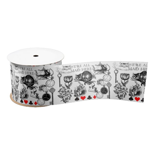 Cheshire Cat classic alice in wonderland mad Satin Ribbon (Spool)