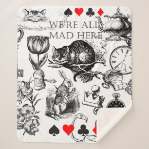 Cheshire Cat classic alice in wonderland mad Sherpa Blanket