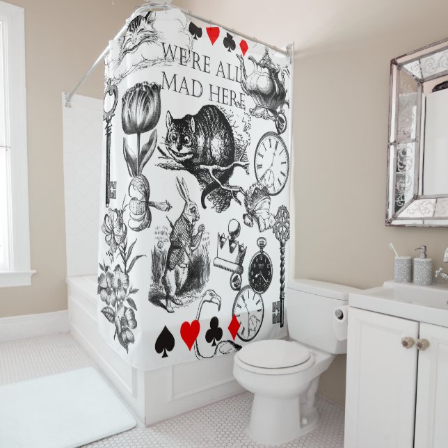 Cheshire Cat classic alice in wonderland mad Shower Curtain (In Situ)