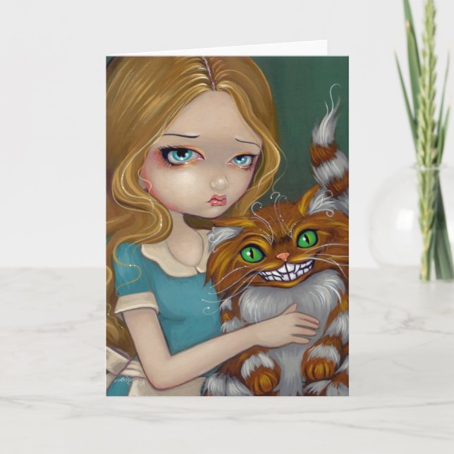 "Cheshire Cat Cuddle" Greeting Card (Front)