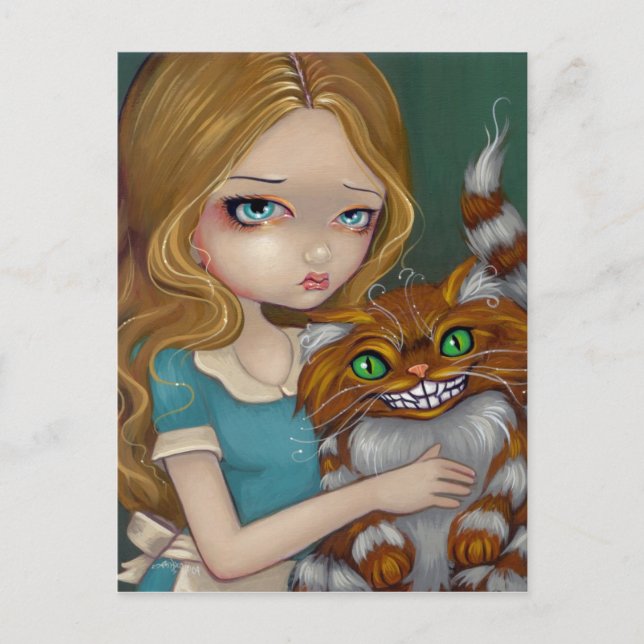 "Cheshire Cat Cuddle" Postcard (Front)