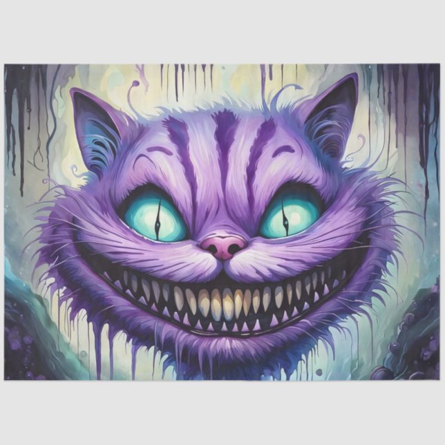 Cheshire Cat Decoupage Paper Purple Gothic Fantasy (Front)