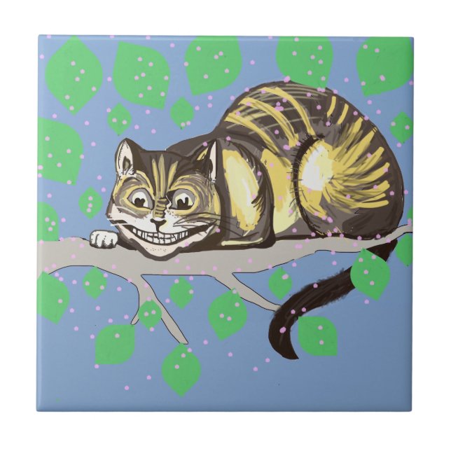 Cheshire Cat Drawing Ceramic Tile (Front)